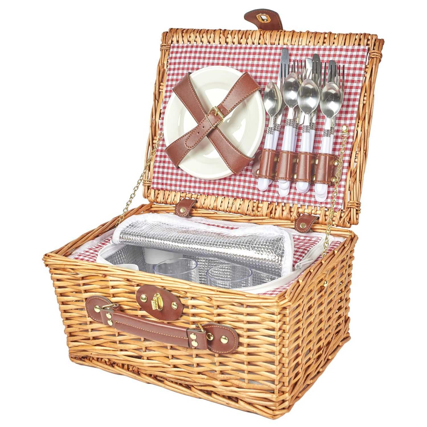 COOK CONCEPT - KA44501 Panier de Pique-Nique 4 Personnes 12L - Lunch Bag et Glacière - Léger et Pratique - Dimensions 19 x 38 x 29 cm - Couleur Marron | Isolé, contenance 12 L, pour 4 personnes, lunch bag et glacière, plastique PP léger, plein air, format