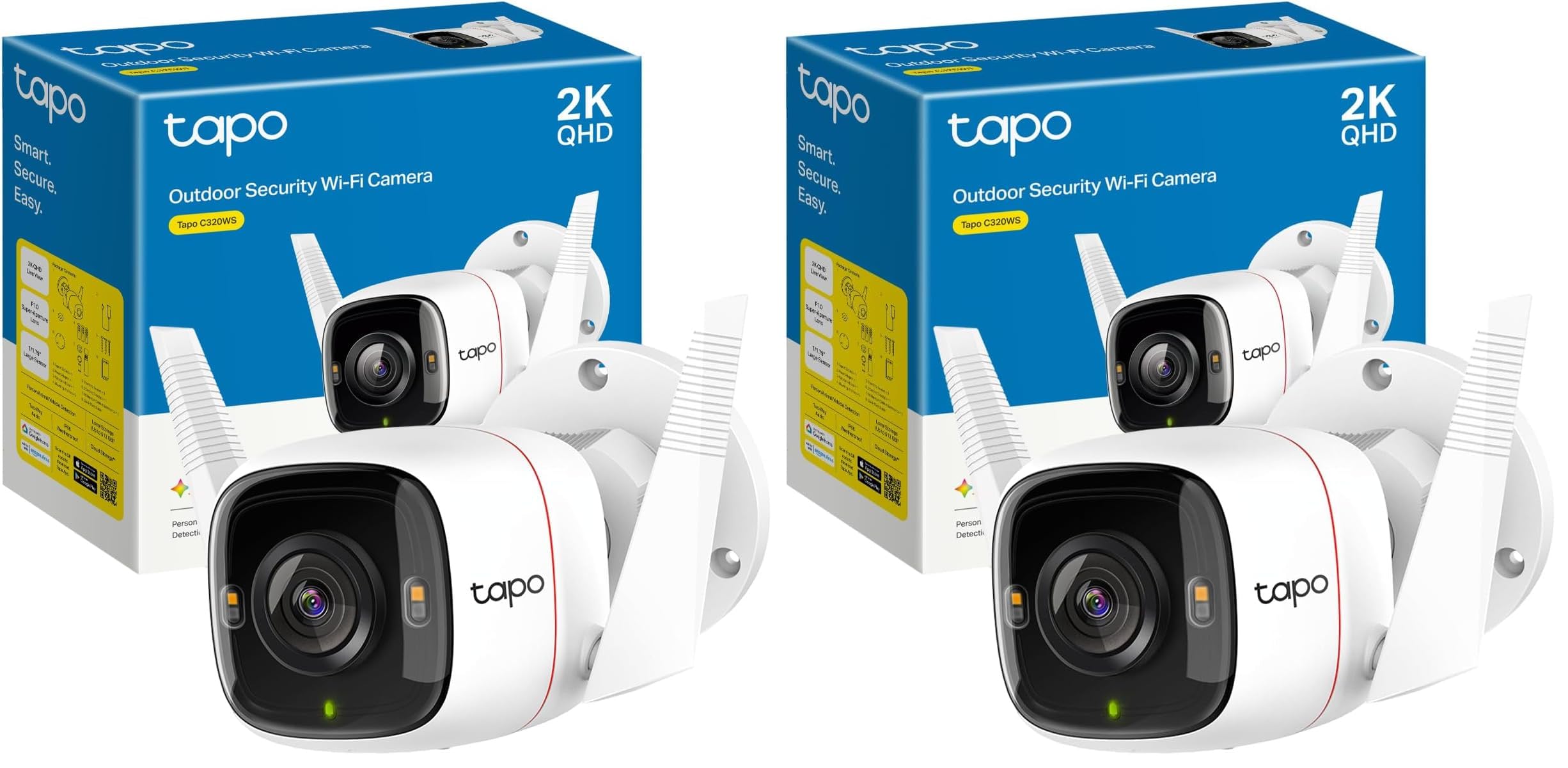Tapo TP-Link C320WS - Cámara Vigilancia WiFi Exterior/Interior, 2k,Resolución QHD 4MP, Visión Nocturna a Color, Notificaciones en Tiempo Real, IP66 Prueba de Agua, Compatible con Alexa, Blanco