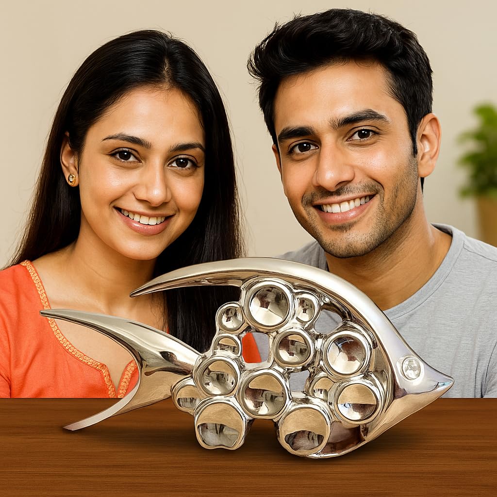 Upscale Wedding and for Couple and Family| Extra Tall (13.5cm) Beautiful Showpiece for Home Decor, Living Room| Silver