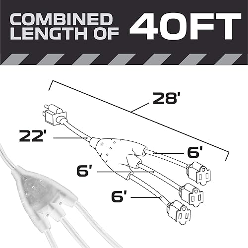 Miniatura 3 de Divisor de cable de extensión de 1 a 3 - multicarga - 163 SJTW salida exterior y cable divisor de enchufe.
