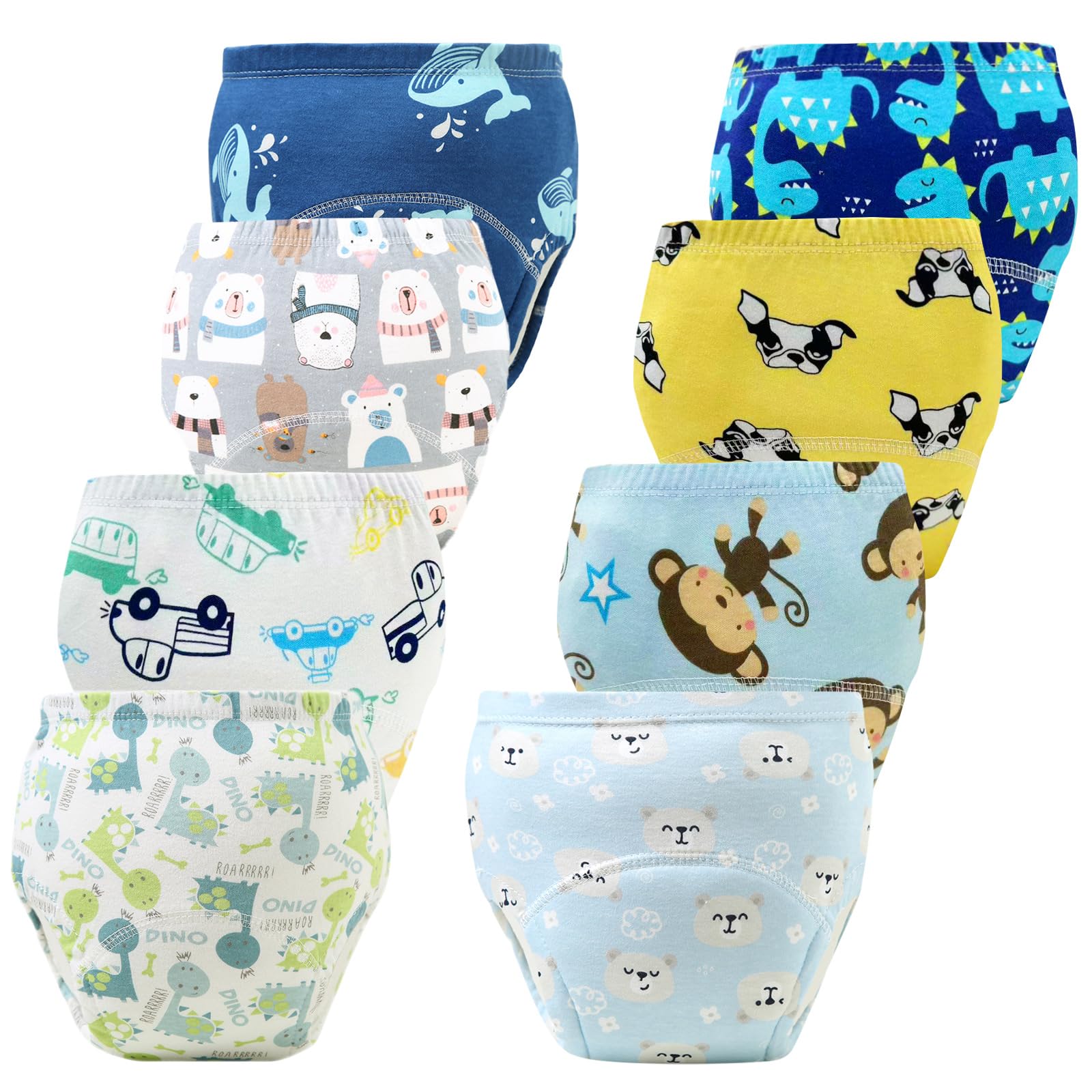 Upairy Training Pants for Boys Girls,Toddler Potty Training Underwear,Leakproof Reusable Kid Confident Panties,Children's Potty Underwear 100% Cotton for 2T-6T(8PCS,M) - 1