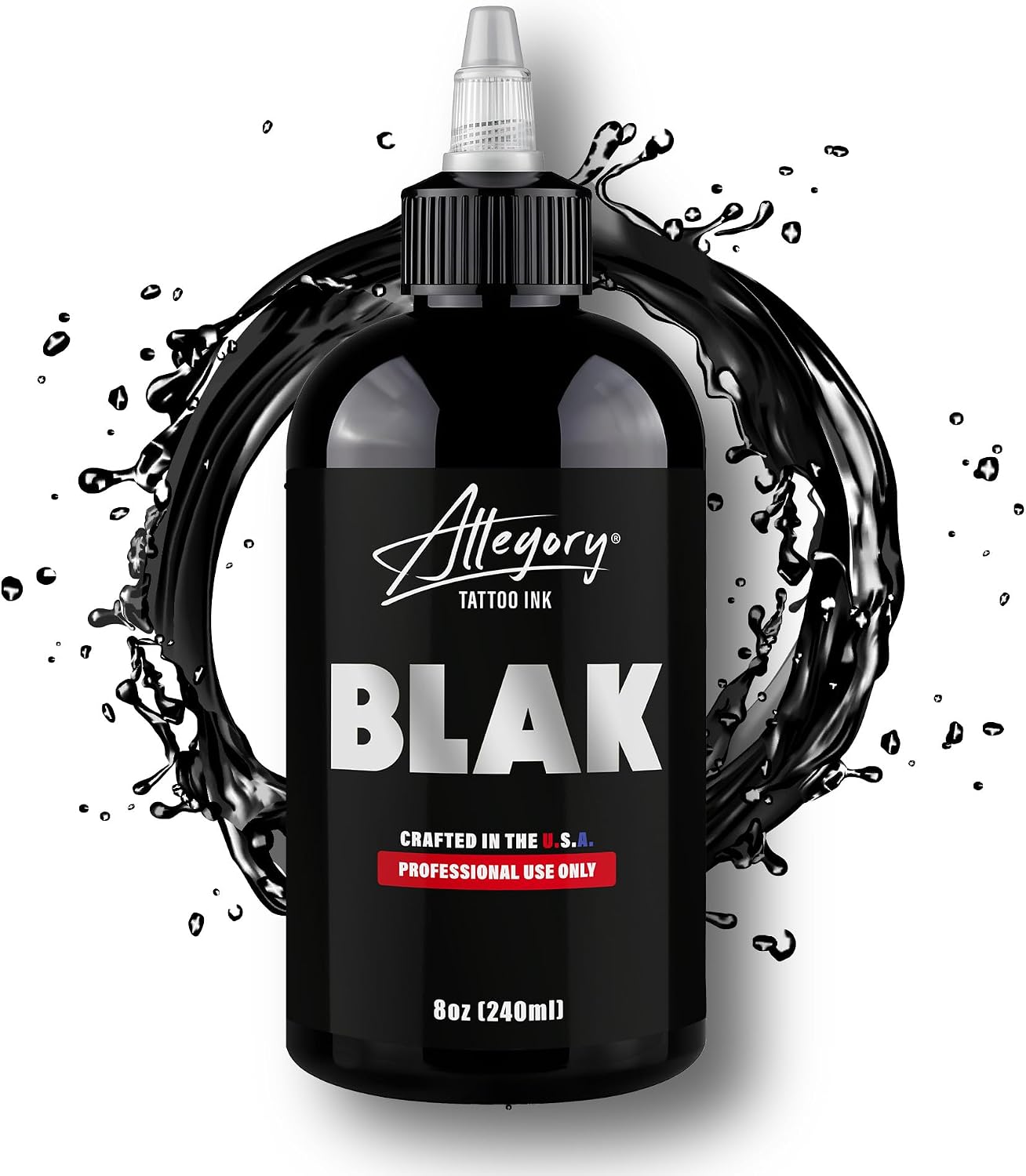 Allegory Tattoo Ink – Blak, Premium Black Tattoo Ink, Perfect for Lining and Shading, Smooth, Consistent Pigment, Vegan Friendly Tattoo Color, Organic Ink, Crafted in the USA, 8 oz