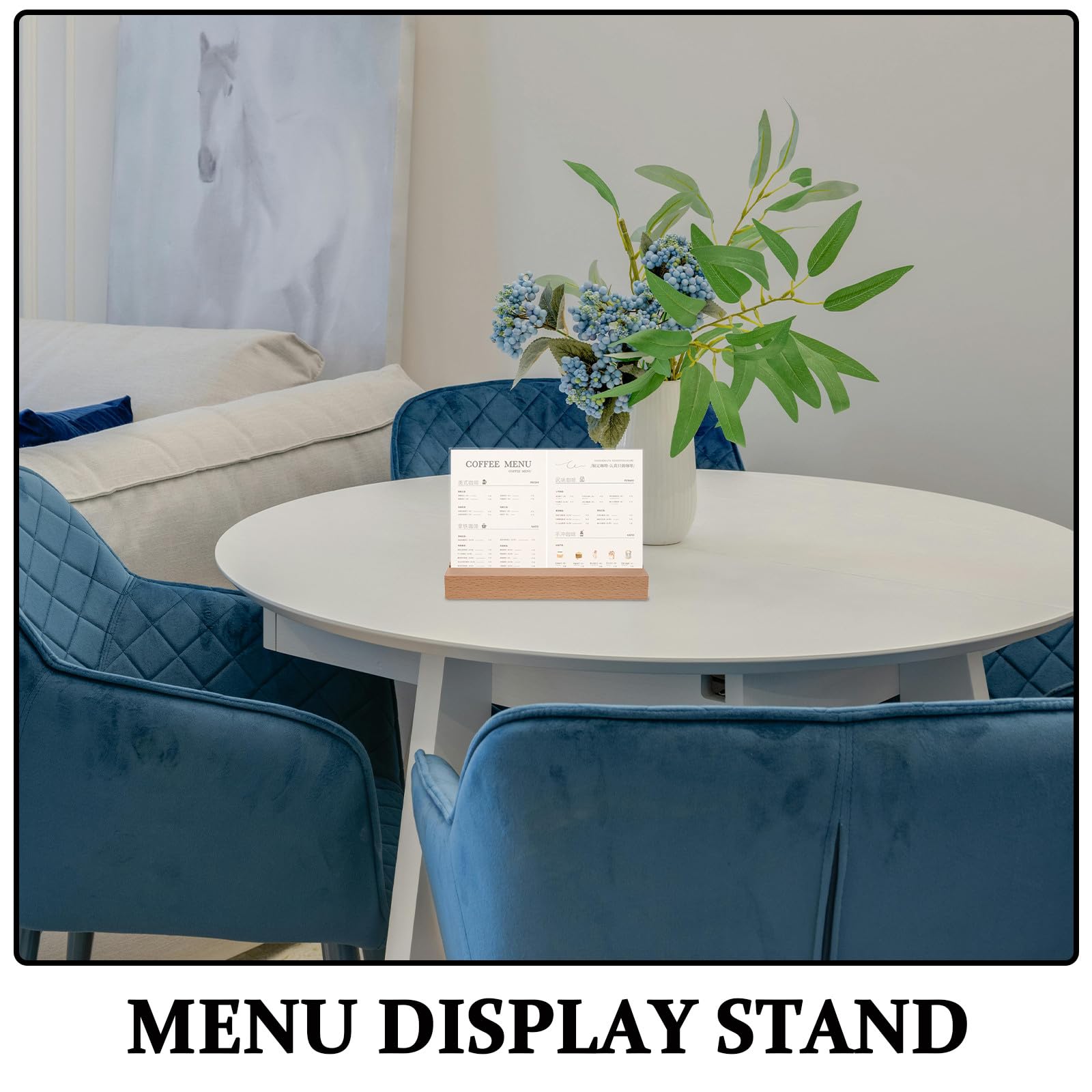 5 Soportes para Exhibir Menús con Protección Acrílica Transparente y Base de Madera Estable Diseño Horizontal para Restaurantes y Oficinas