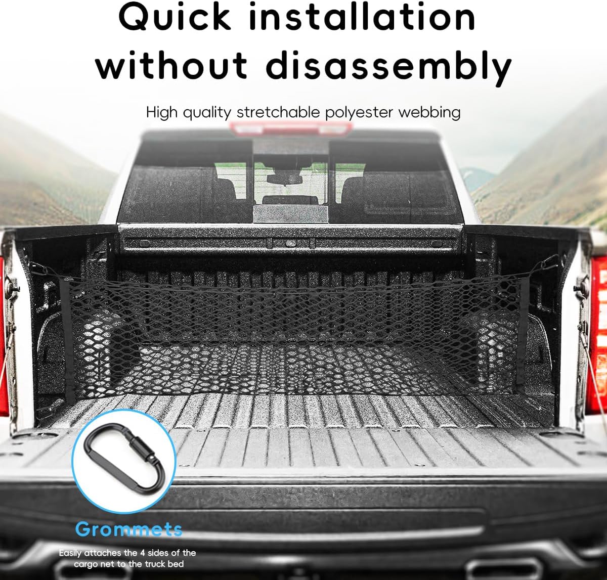 MARCHFA Truck Bed Cargo Net Compatible for 2013-2021 2022 2023 2024 2025 2026 Chevy Silverado &GMC Sierra Accessories for Trunk Cargo Double Storage Net
