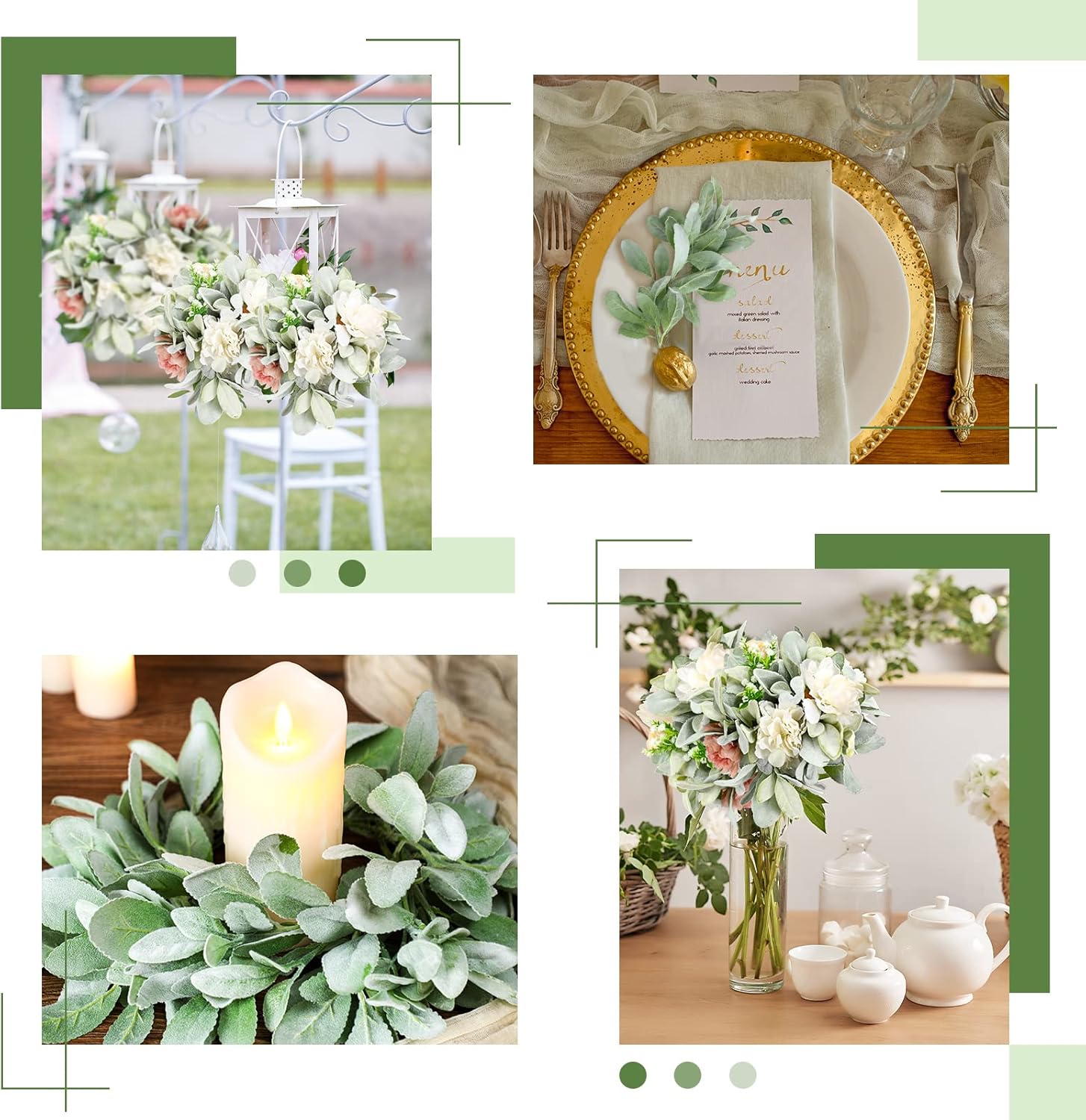 Giegxin 48 Pcs Artificial Lambs Ear Stems Garland Faux Greenery Stems Bulk Flocked Faux Greenery Decor Fake Lambs Ear Picks Plants for Home Wedding DIY Wreath Flower Arrangement - Image 7