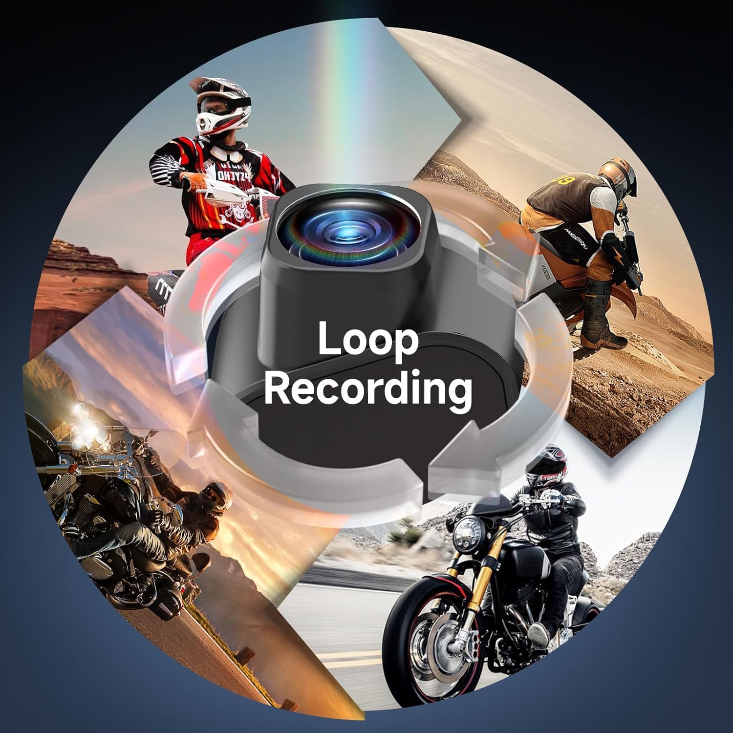 Motorrad Helm Headset mit Kamera, Moman H4C mit 【1080P Kamera】120° Weitwinkel 360° Aufnahme mit 32G TF Karte Motorcycle Helmet Kopfhörer HiFi Stereo für eine Person AI Voice Assitant IPX6 Wasserdicht