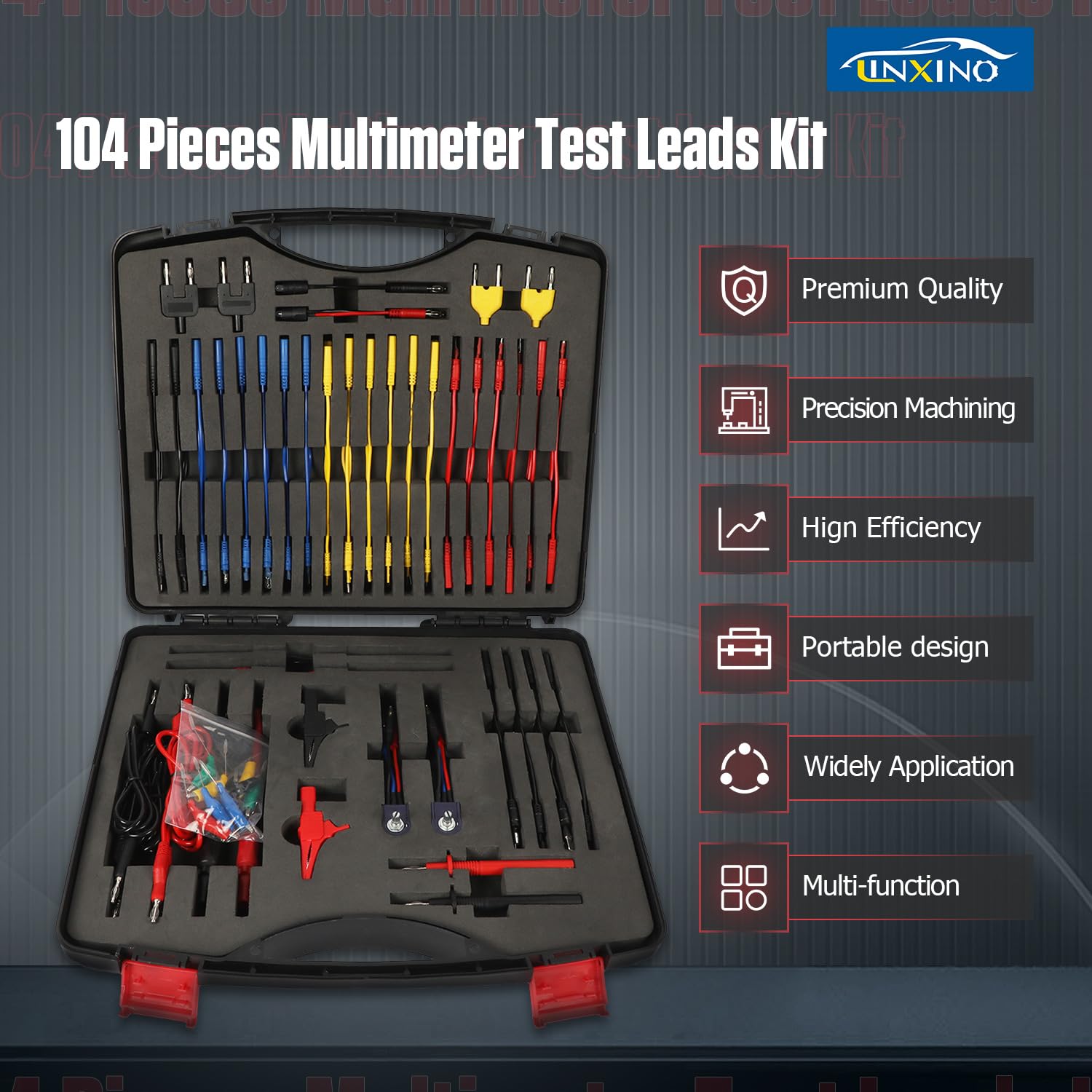 104PCS Automotive Circuit Test Leads Kit Electrical Breakout Leads Automotive Kit Multimeter Test Leads Kit with Alligator Clips,Banana Plug Test Lead,Oscilloscope Probe - Image 5