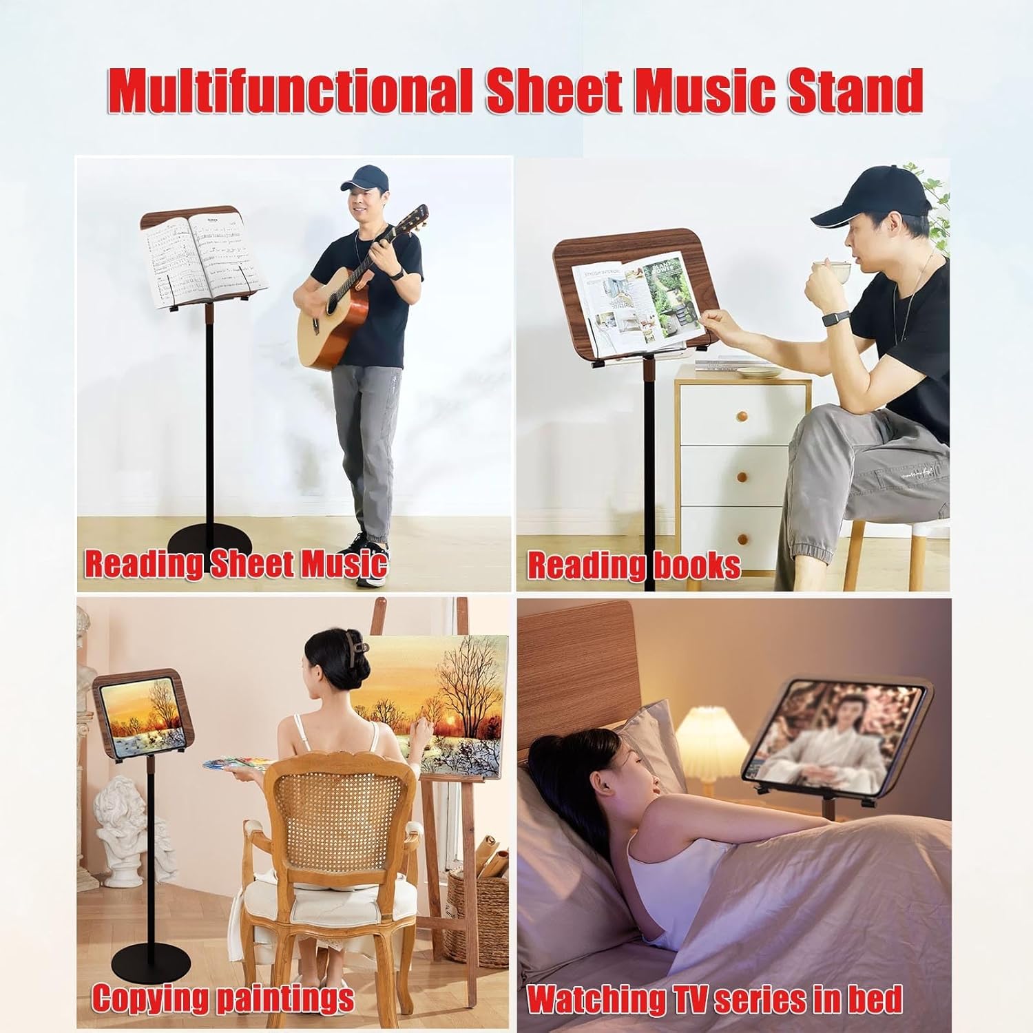Sheet Music Stand, Orchestral Wooden Music Stand, Height Adjustable, Wood Station for Conductors, Adjustable Angle, Classical, Music Book Stand, for Instrumental Performance