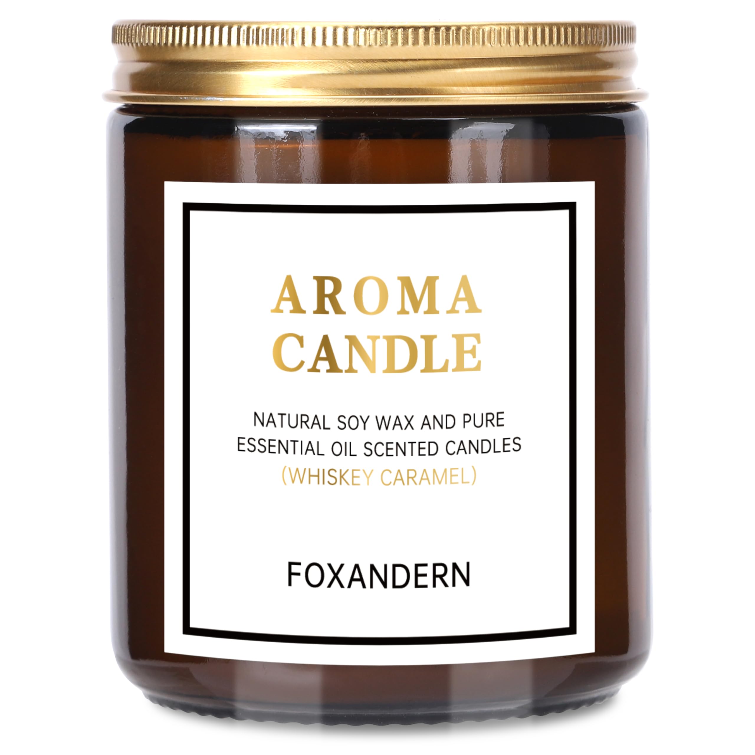 Foxandern Premium Whiskey Caramel,All-Natural Scent for Home Long Lasting with 50 Hour Burn Time,200g Candles for Men