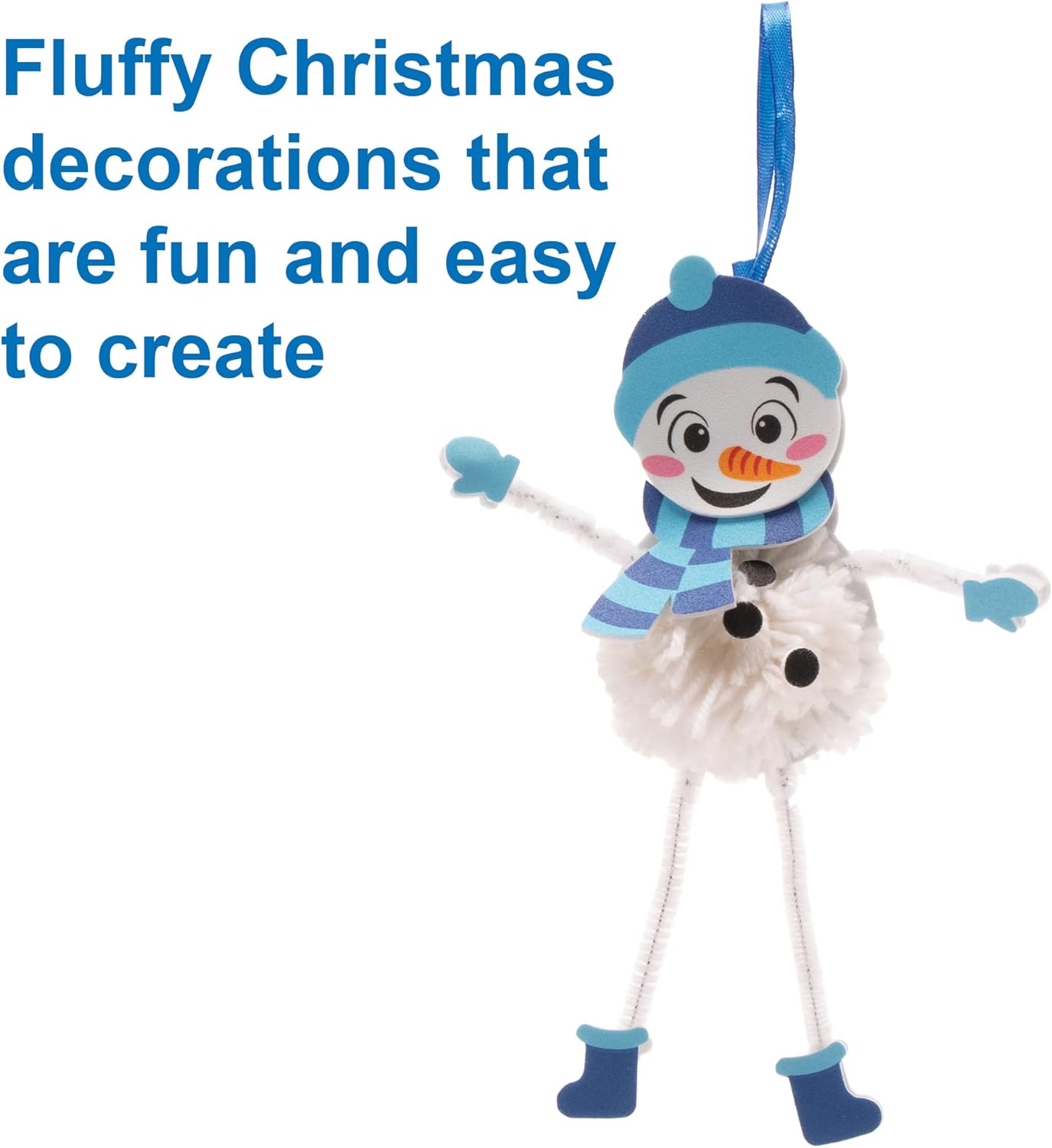 Baker Ross FE987 Children's Christmas Pom Poms – Pack of 3 Wool Pom Poms, Pom Poms, Children's Crafts, Children's Crafts