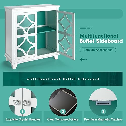 Miniatura 4 de LOKO Armario de buffet, aparador de cocina con puertas y patrones decorativos, armario versátil de almacenamiento de piso con estante ajustable para