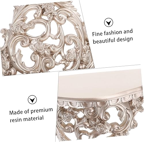 Miniatura 5 de DOITOOL Estante flotante para flores, estilo europeo tallado en la pared, estante hueco tallado, estante colgante de pared para sala de estar,