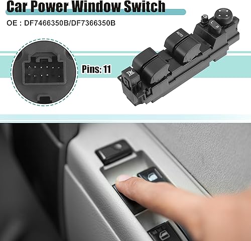 Miniatura 2 de ACROPIX Interruptor de elevalunas eléctrico delantero izquierdo del lado del conductor para Mazda 2 M2 2007-2013 No.DF7466350B - Paquete de 1 negro