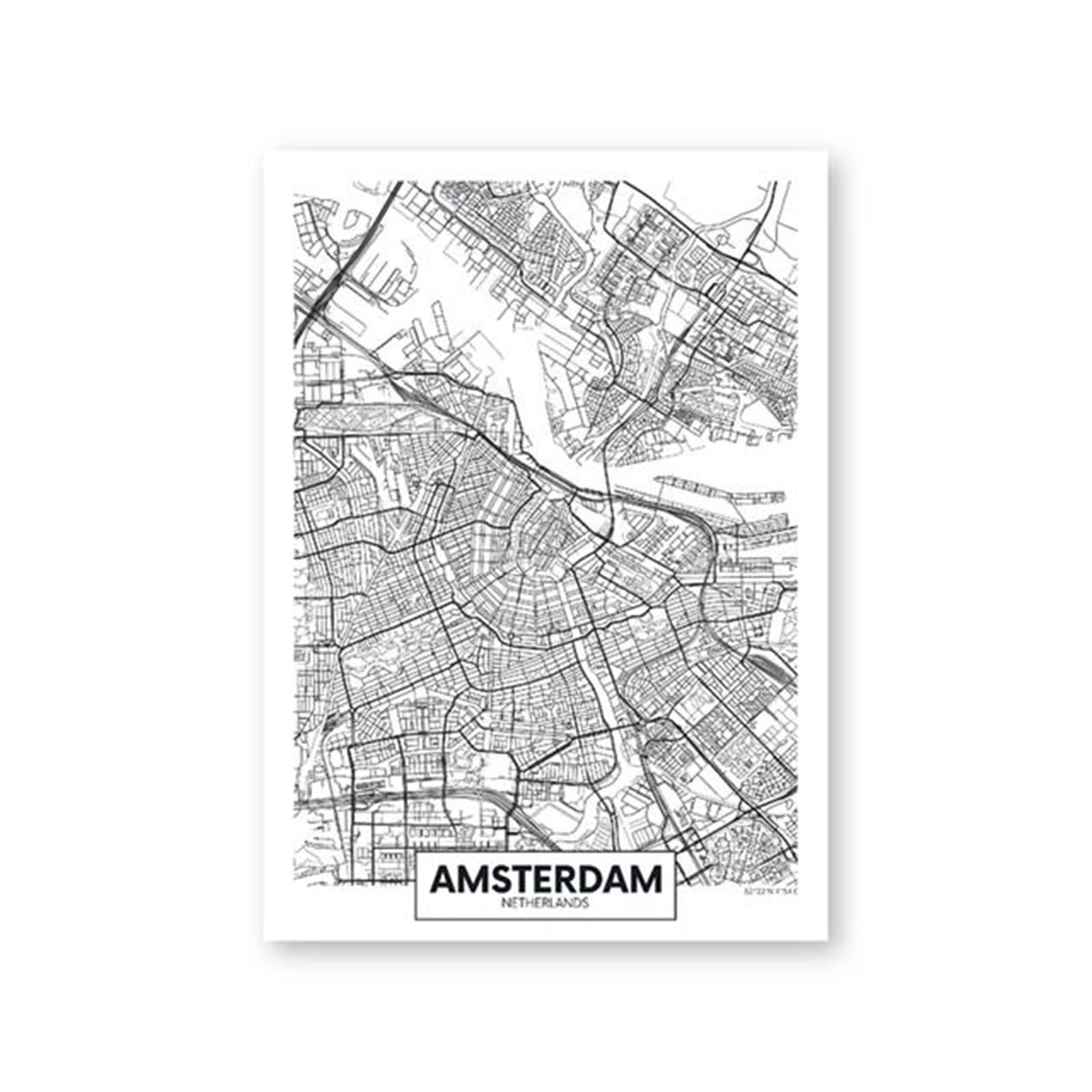 Art mural noir et blanc Amsterdam, impression premium 40x50