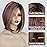 TISHINING Side Part Layered Burgundy Short Bob Wigs for White Women Ombre Burgundy Mix Blonde Bob Straight Hair Wig with Dark Roots Synthetic Natural Looking Daily Party Wig(12 inch)