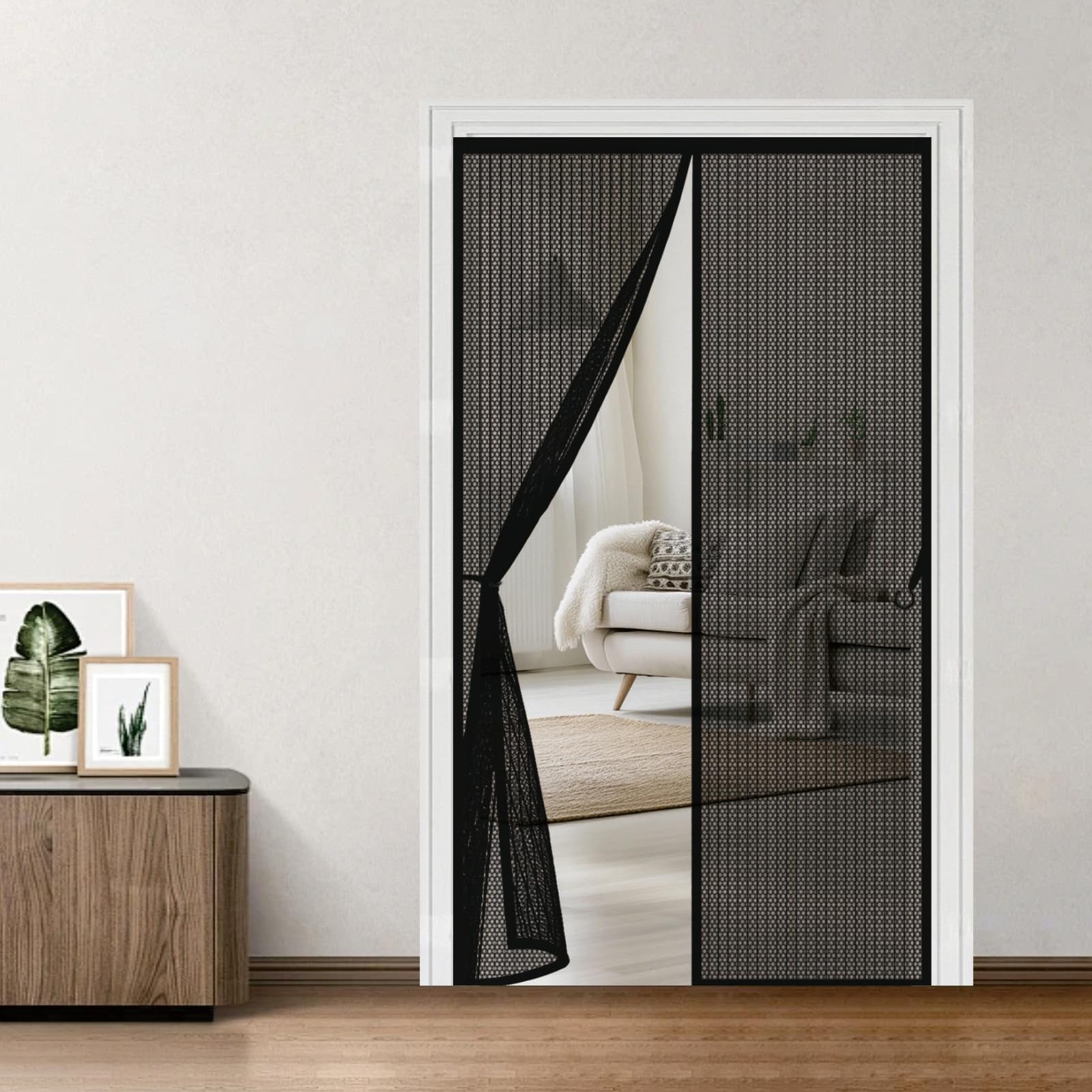 Moustiquaire sur mesure de porte 105x292cm avec maille ultra-fine et fermeture magnétique