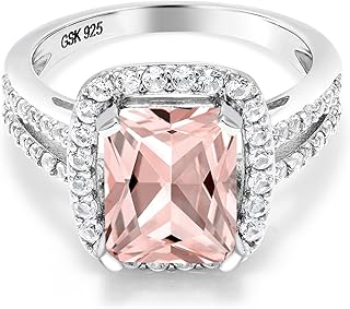 3.82 Cttw Peach Nano Morganite Engagement Ring For Women | 925 Sterling ...