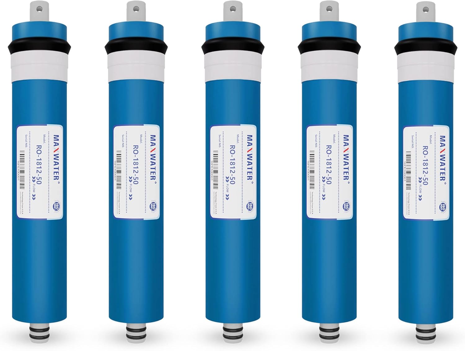 50 GPD Reverse Osmosis RO Membrane Under Sink Drinking Water Filter Purifier System, Universal Fit Replacement Cartridge for FLTMEME50, MC7, WP560018, TW30-1812-50-5 Packs