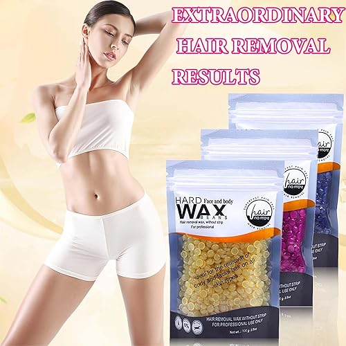Miniatura 6 de 3 paquetes de cuentas de cera dura para mujeres y hombres, cuentas de depilación para depilación con 10 varillas, granos de cera para depilación