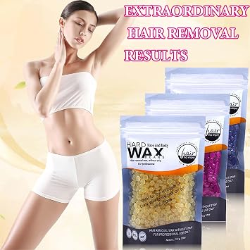 3 Packs Hard Wax Beads for Women Men,Waxing Beads for Hair Removal Kit with 10 Sticks,Hair Removal Wax Beans for Face,Chest,Armpits,Arms,Back and Legs