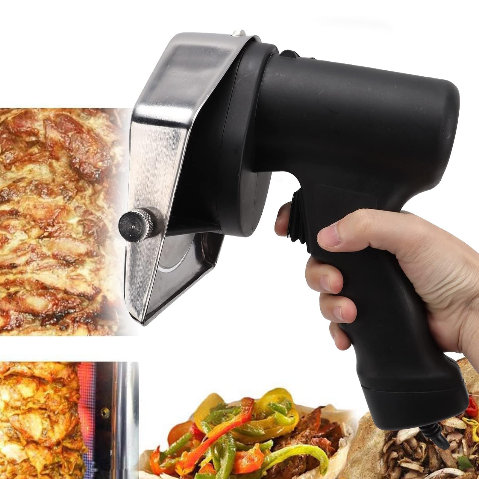 AYCDL Electric Kebab Meat Slicer, Stainless Steel Commercial Gyro Cutter with Adjustable Thickness, for Restaurant and Snack Bar Use,220V,110v