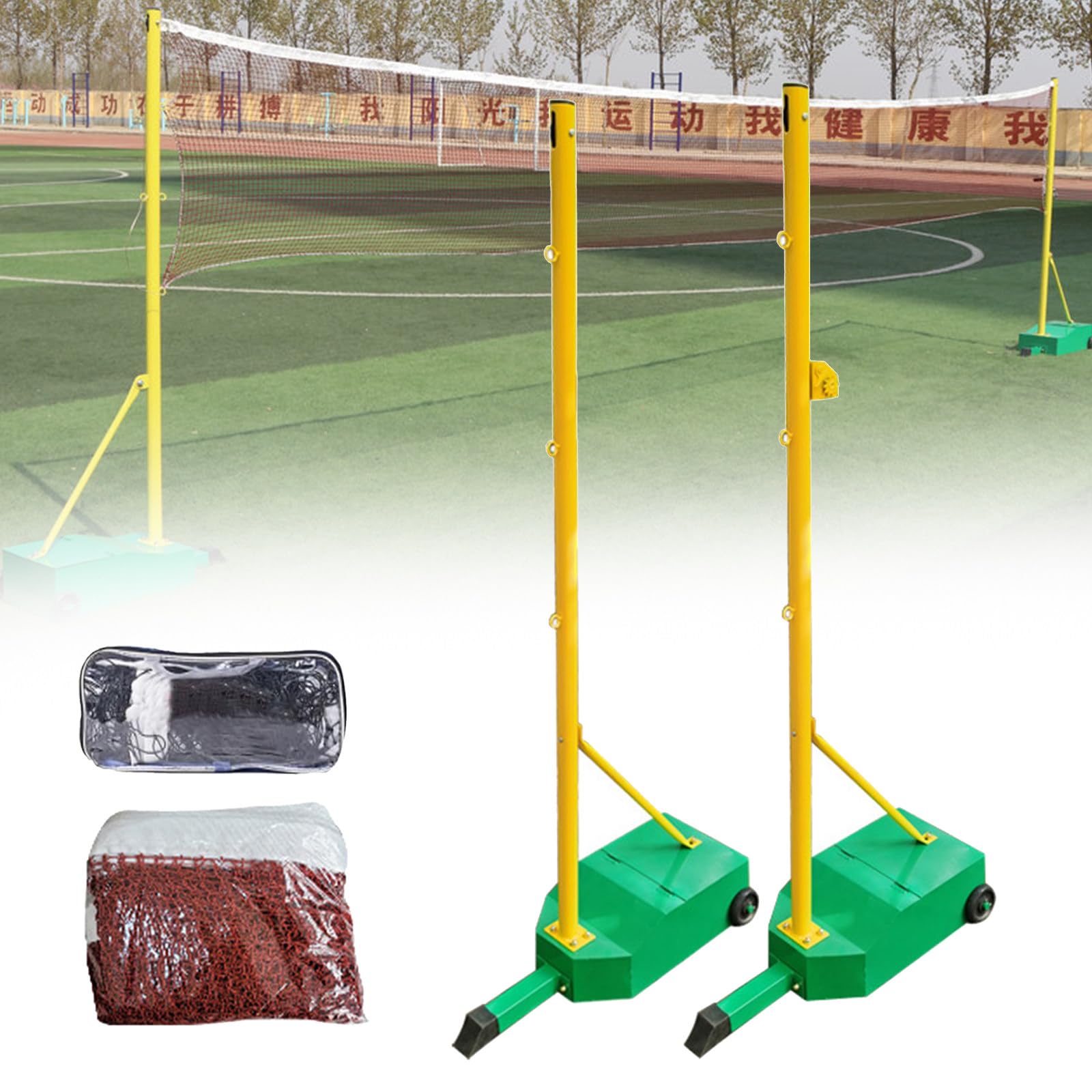 Filet de badminton autoportant et volley-ball portable avec base lestable