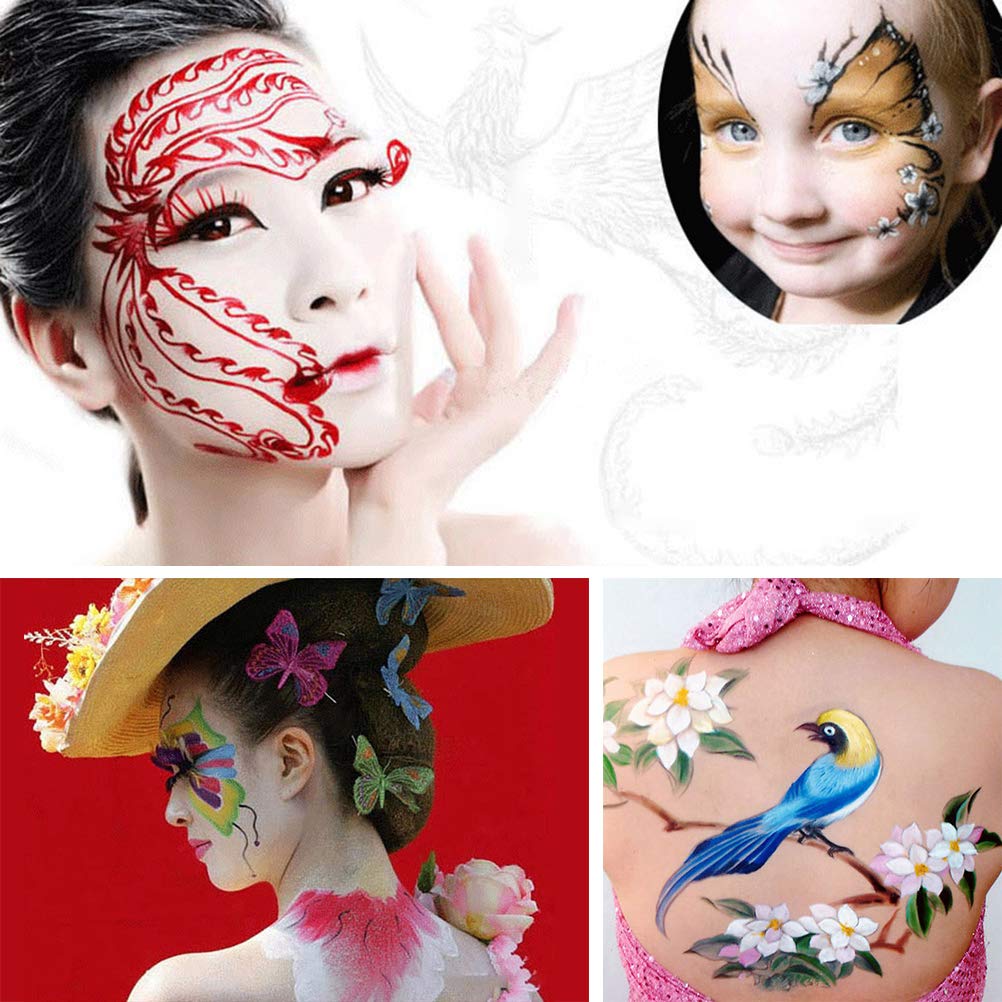Fluorescent Face Body Paint, 6 Color Neon Makeup Kit with Brushes, Harmless Water Based Formula for Halloween Party Cosplay