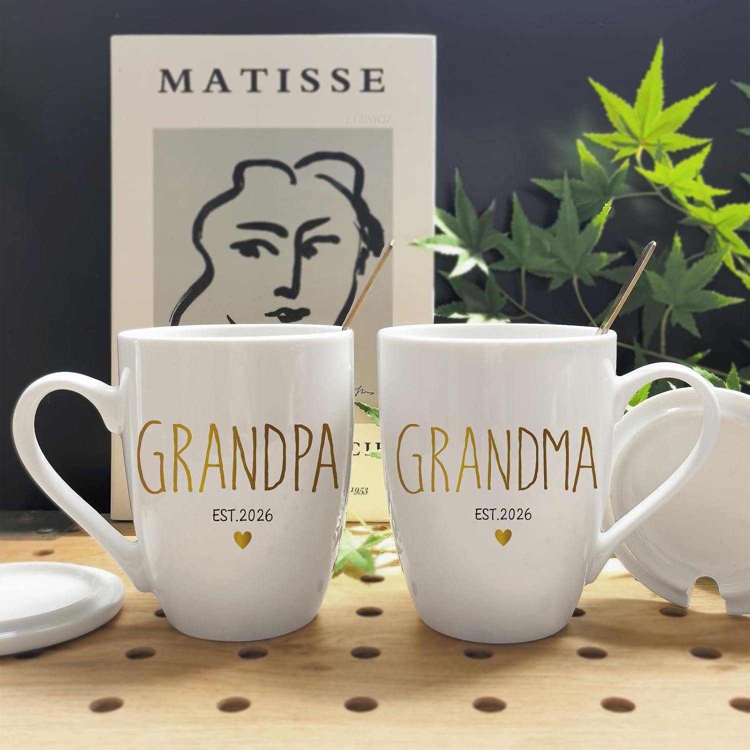 Est 2026 Promoted to Grandpa & Grandma Mugs Set Gifts for New Grandparents, Baby Pregnancy Announcement Mug Gift For grandparents est 2026, First Time Grandfather And Grandmother mug gifts set-38