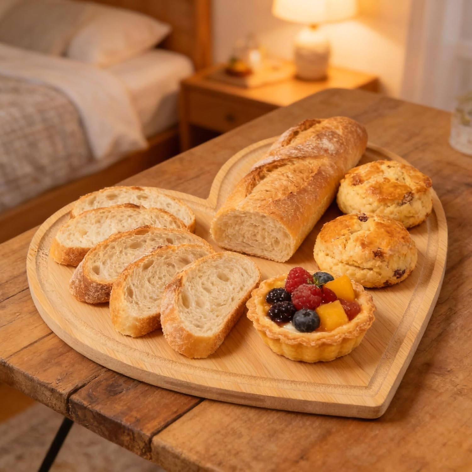 DOITOOL 3pcs Heart Shaped Cutting Board Set, Food Serving Platter for Cheese Meat Vegetables, Kitchen Chopping Board for Home and Party Use