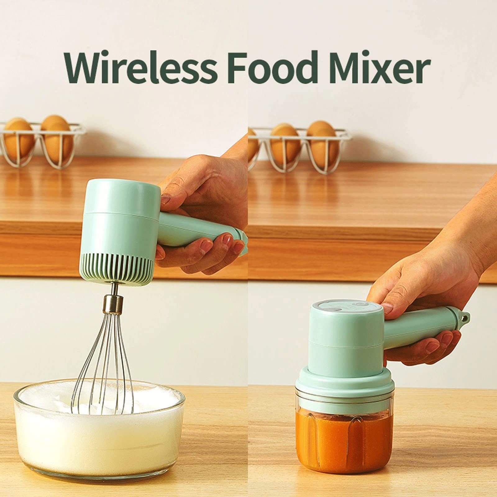 JINGYAN Varillas de batir Mini batidora eléctrica para alimentos, de mano, huevos, crema automática, masa para hornear pasteles