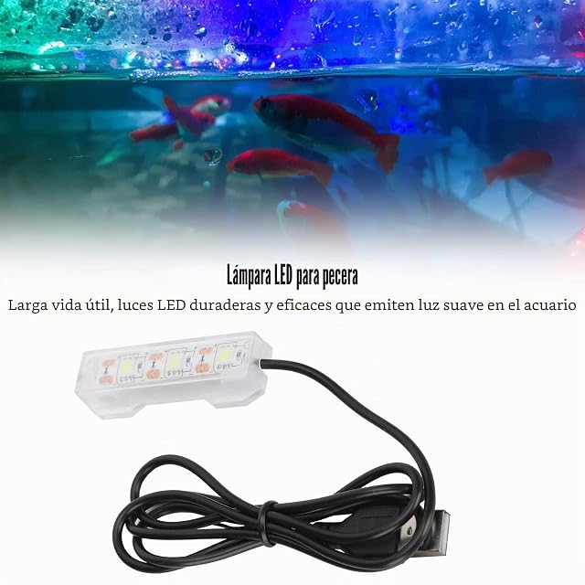 Foto 2 de 8 de Iluminación LED para acuario, pequeño acuario, planta de agua, luz, pecera de escritorio, Mini decoración