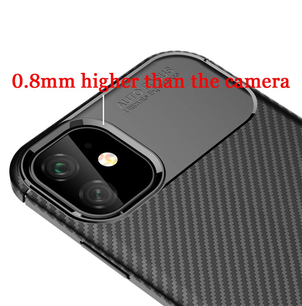 Doupi UltraSlim Funda IPhone 11 (6,1 Pulgada) Carbon Fiber Look Fibra De Carbono Óptica, Finamente Estera Ligero Estuche Protección, Negro