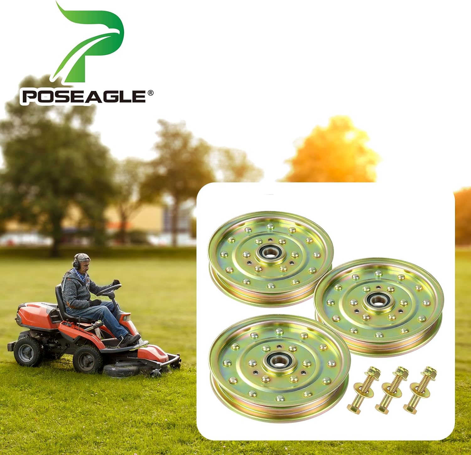 3 Pack 1-633109 Idler Pulley Replaces 132-9424 Exmark 126-7685 116-4667 Husqvarna 539102610 for Exmark Lazer Z 60 inch, Toro Z400 Z500 Z580 Z553 Z Master 60 inch Decks