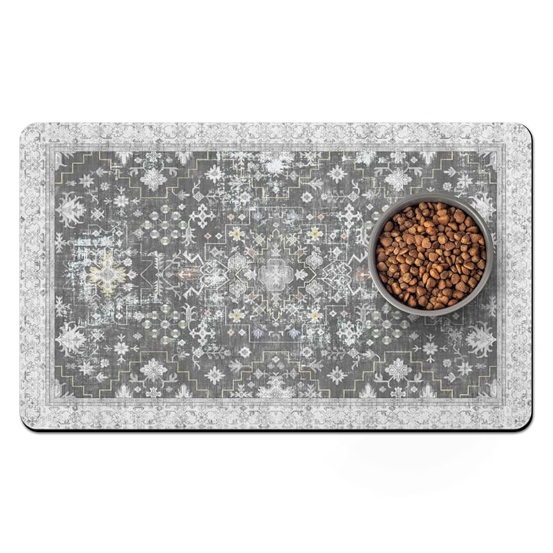 Tapete Absorvente para Comedouro de Gatos e Cães Usnfhcaw, Cinza, 81,28 x 60,96 cm