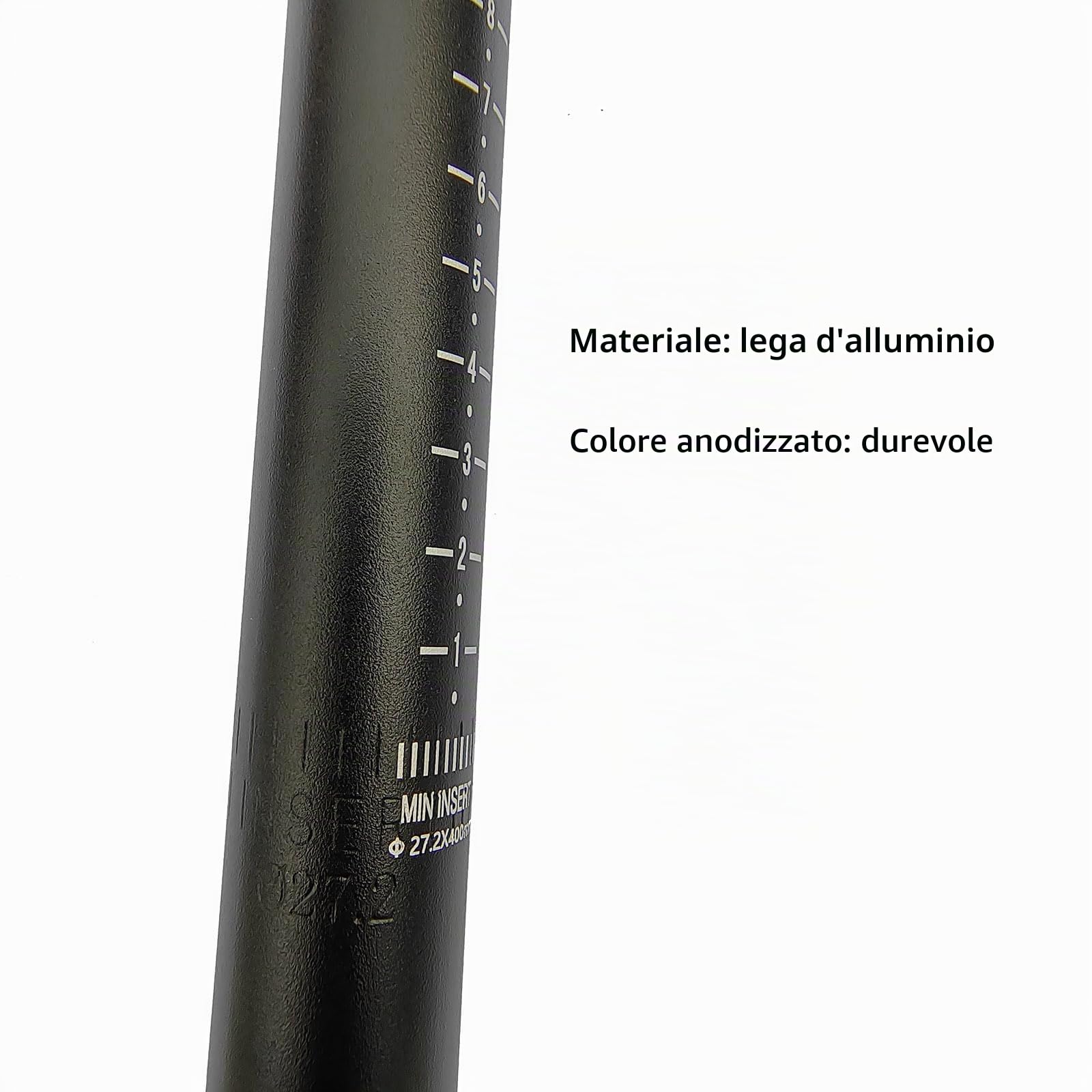 UPANBIKE Reggisella in lega di alluminio da 25,4 mm, 27,2 mm, 28,6 mm, 31,6 mm, lunghezza 350 mm, nero, per mountain bike e biciclette a scatto fisso