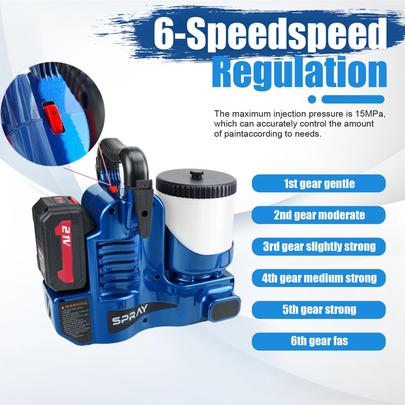 Máquina de Pintar Paredes Airless Inalámbrica, Pistola Pintura Electrica 500W con Batería 21V, Pulverizador de Pintura de Alto Caudal para Látex, Pistola Airless para Reformas del Hogar