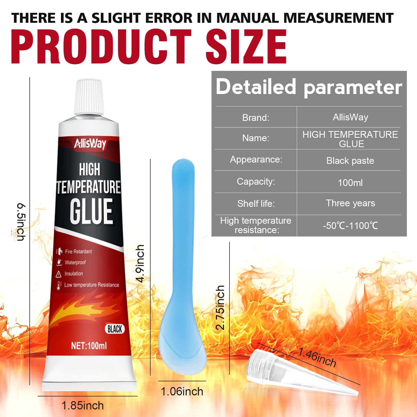 Silicone Alta Temperatura per Stufe, Silicone Nero Sigillante, Colla Alte Temperature per Forno a Microonde, Forno, Piano Cottura a Induzione Cappa Aspirante,100ML