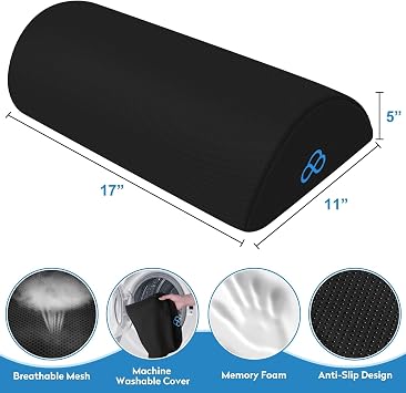 StepLively Work table footrest for six - Ergonomic design footstool with memory foam for fatigue and pain relief, non-slip beads, washable under table footrest for office, home, play (Black)