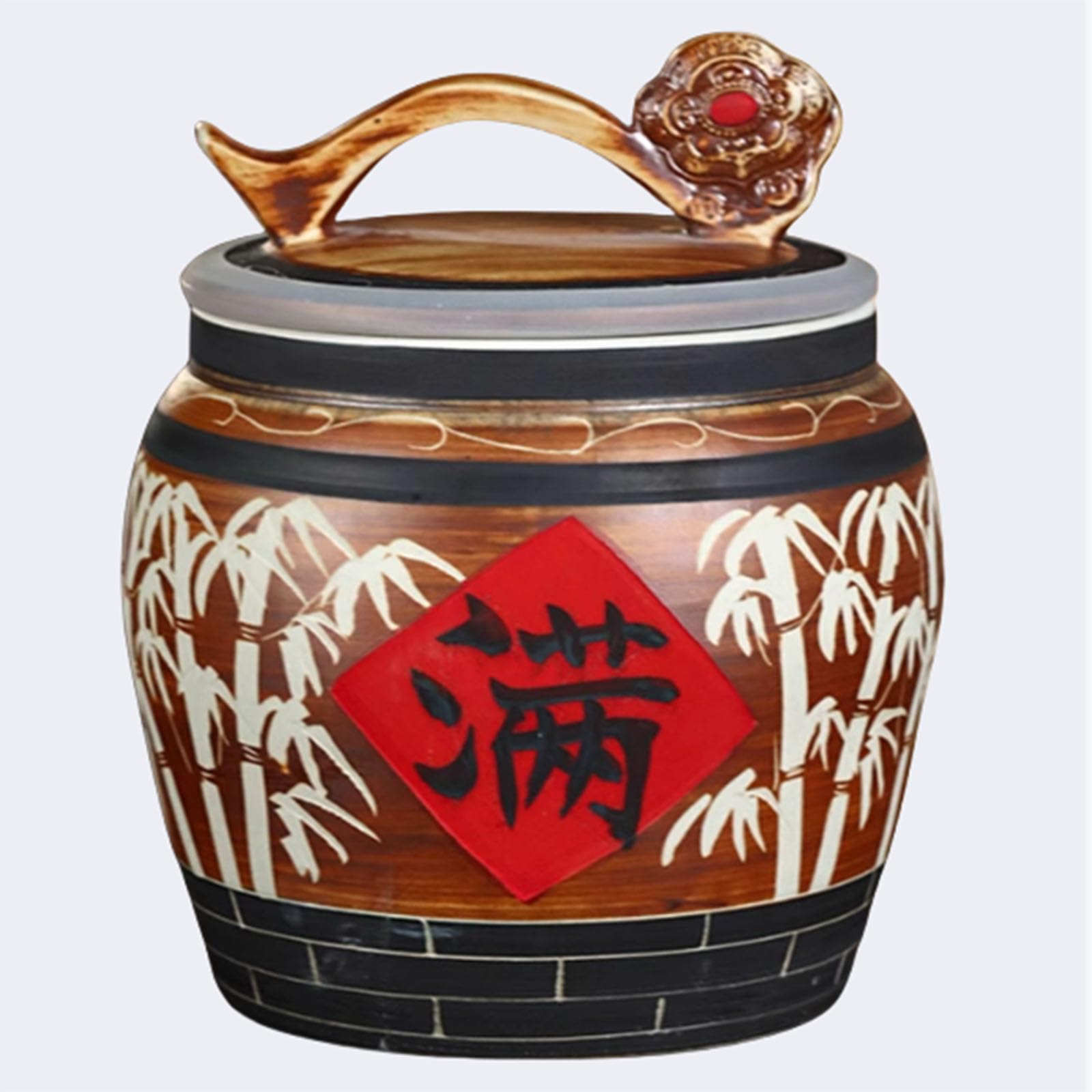 IXTREGZJKM Ceramic rice jar with lid, food dispenser, ceramic rice container, flour bucket, large storage jar, cereal dispenser, suitable for storing rice, flour, oatmeal, coffee 15kg