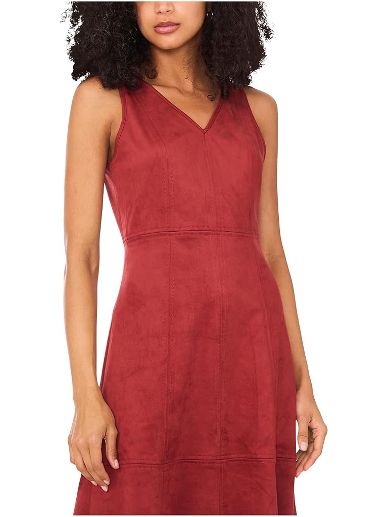 Red Vince Camuto Sleeveless Midi Dress with Seams