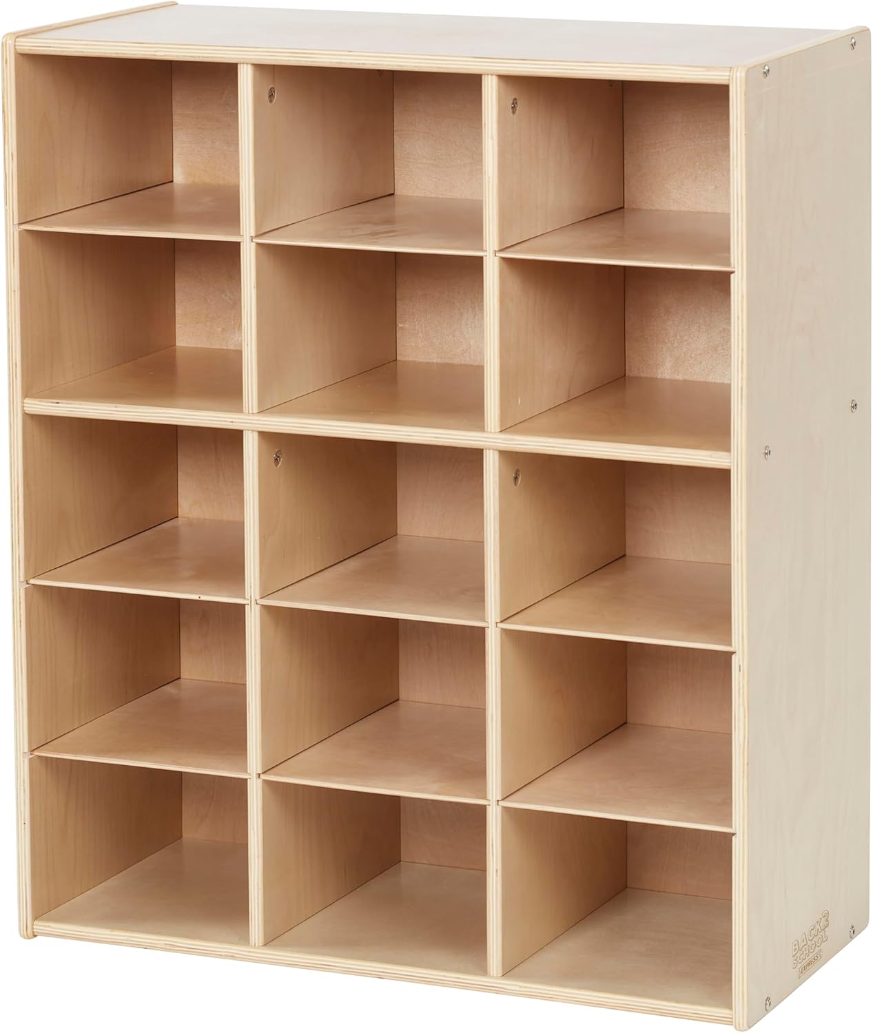 Sleekline 15-Compartment Cubby Storage Cabinet, 5x3, Toy Organizer, Natural