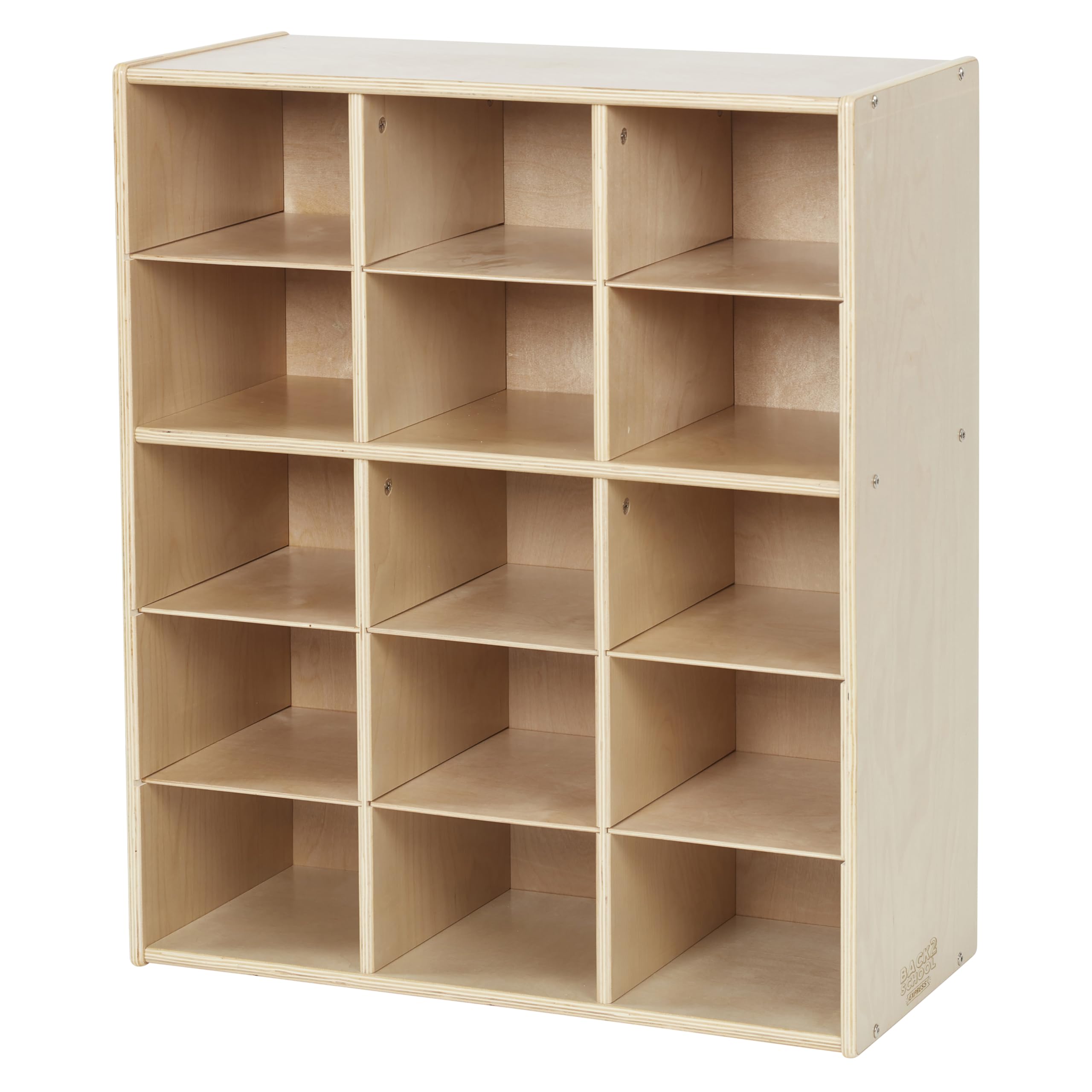 Back2School Express Sleekline 15-Compartment Cubby Storage Cabinet, 5x3, Toy Organizer, Natural