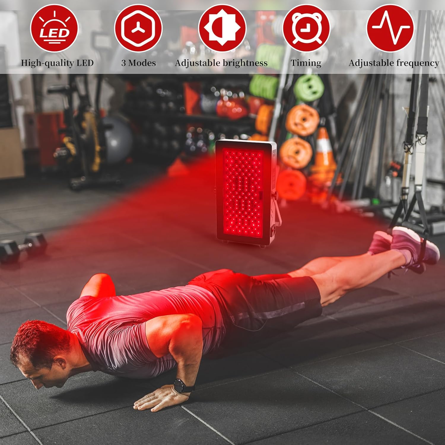 Red Light Therapy for Face and Body, 220 LEDs Dual Chip 660nm 850nm Near Infrared Light Therapy Panel for Body Pain Relief Skin Health Sleep