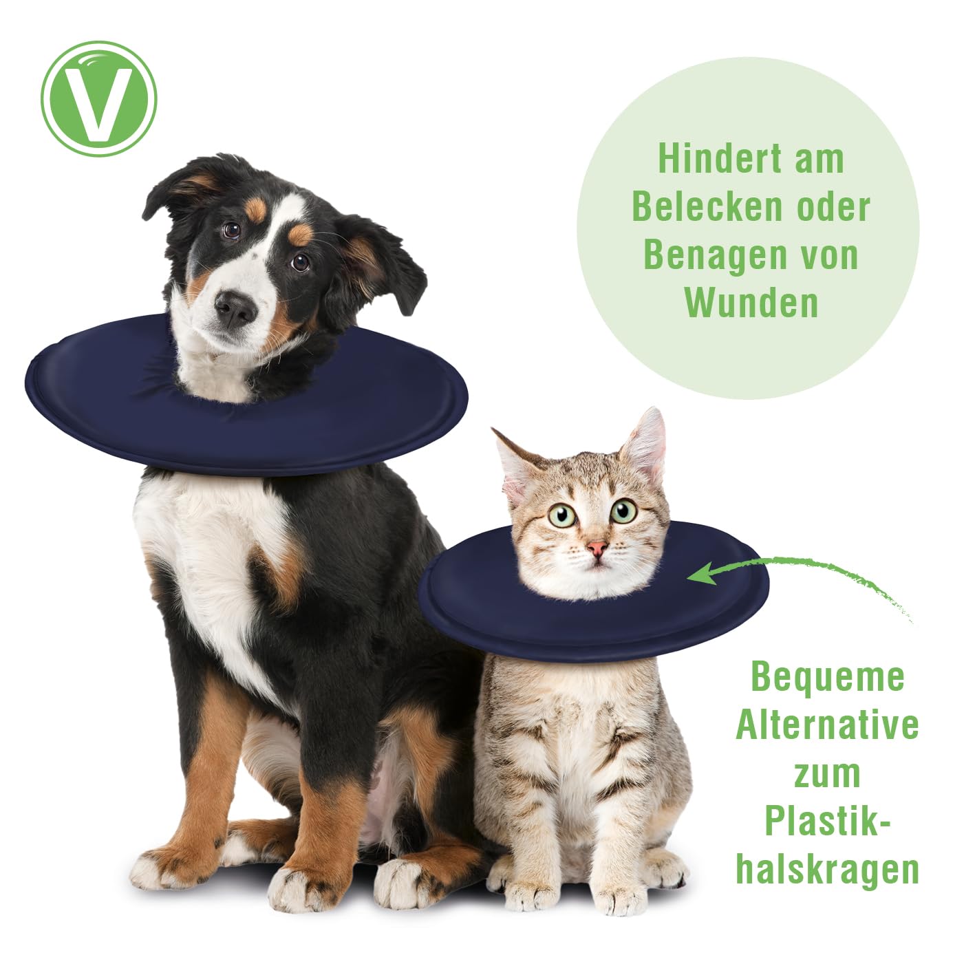 Vetlando Leckschutzkragen – Halskrause für Hunde & Katzen, Bequeme Alternative zu Plastikhalskragen, Keine Sichtbehinderung, wasserabweisend, waschbar – L Umfang 43-48cm Durchmesser 50 cm, blau