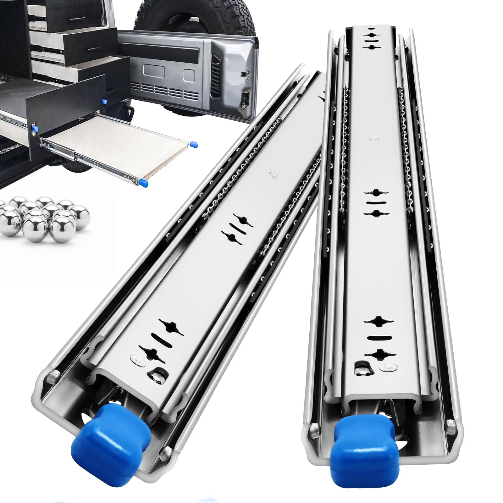 QWEZIX with Lock Heavy Duty Drawer Runners Slides Full Extension 300 350 400 450 500 550 600 650 700 750 800 900 1000 mm Side Mount Ball Bearing Track Guide Glides 113 KG 1 Pair (Width:53mm,550mm) — image 1