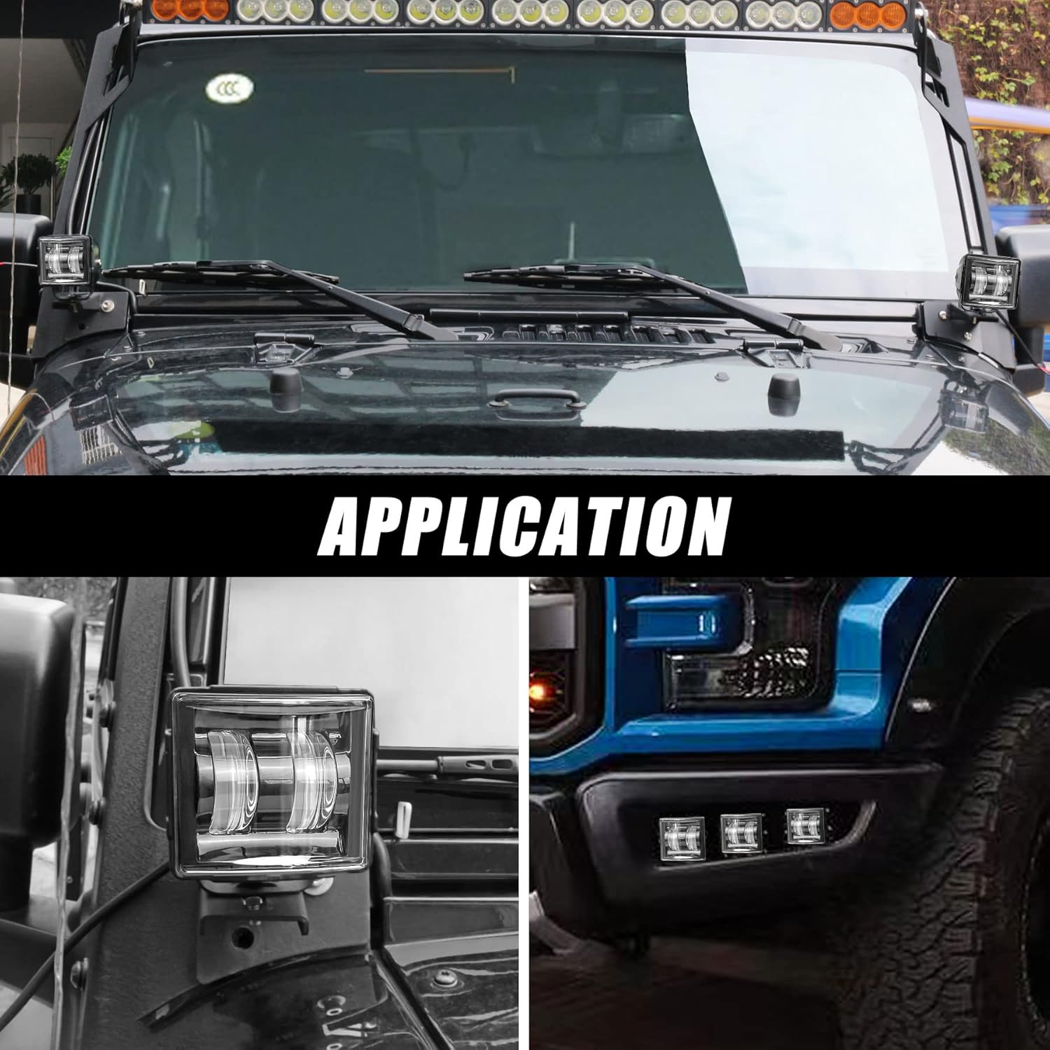 3Inch 100W Dual Color Cube LED Pod Lights with With DT Plug Wiring Harness Kit, White Offroad & Amber Square Fog Lamp, Flood Hood Ditch Light Fit for Trucks Jeep SUV SXS Ford F150 Tacoma Raptor