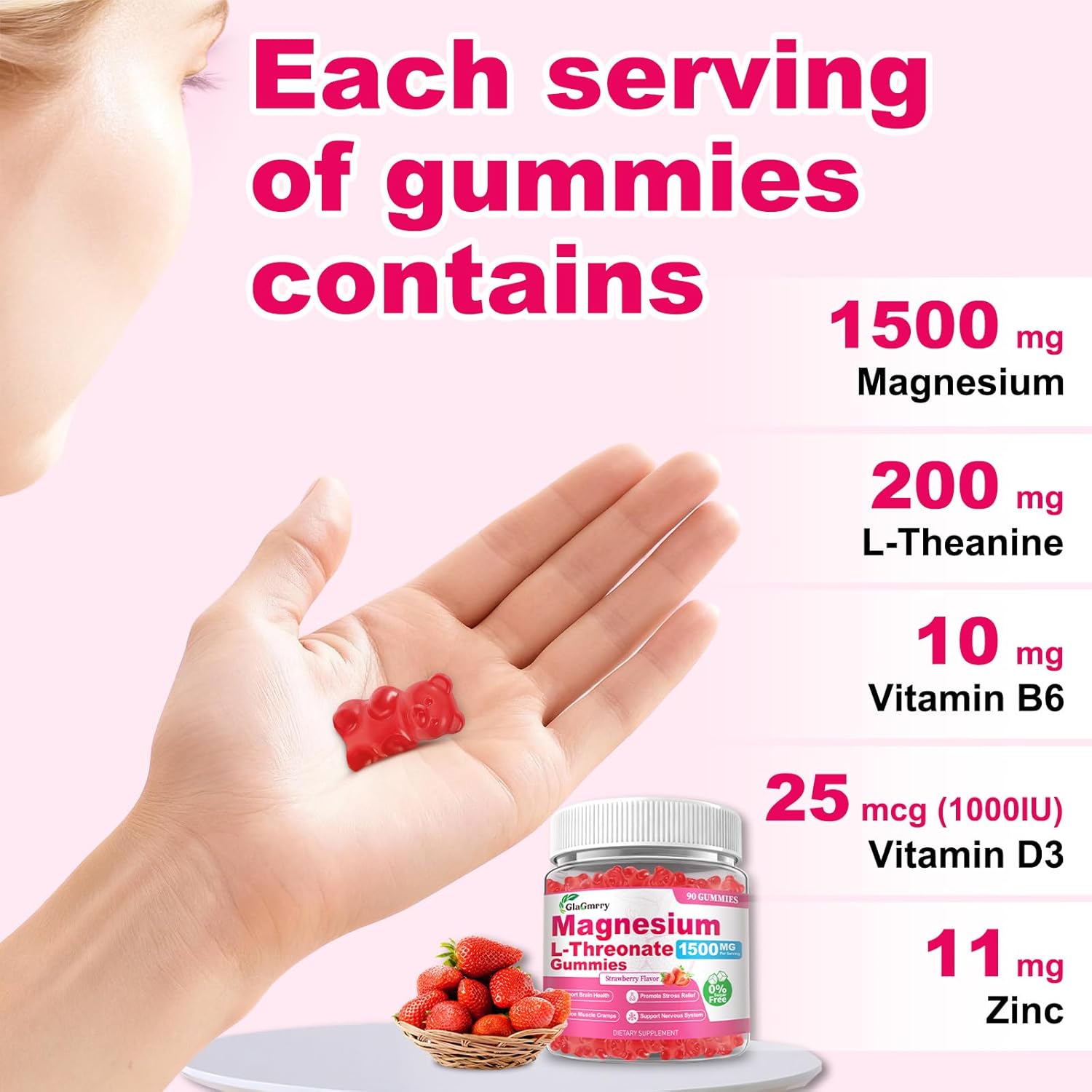 180 Count Magnesium L-Threonate Gummies, High Absorption Magnesium Threonate Supplement for Adults & Kids, Support Brain Health, Memory, Focus, Restful zzZ & Muscle, Sugar Free, Vegan, Non-GMO