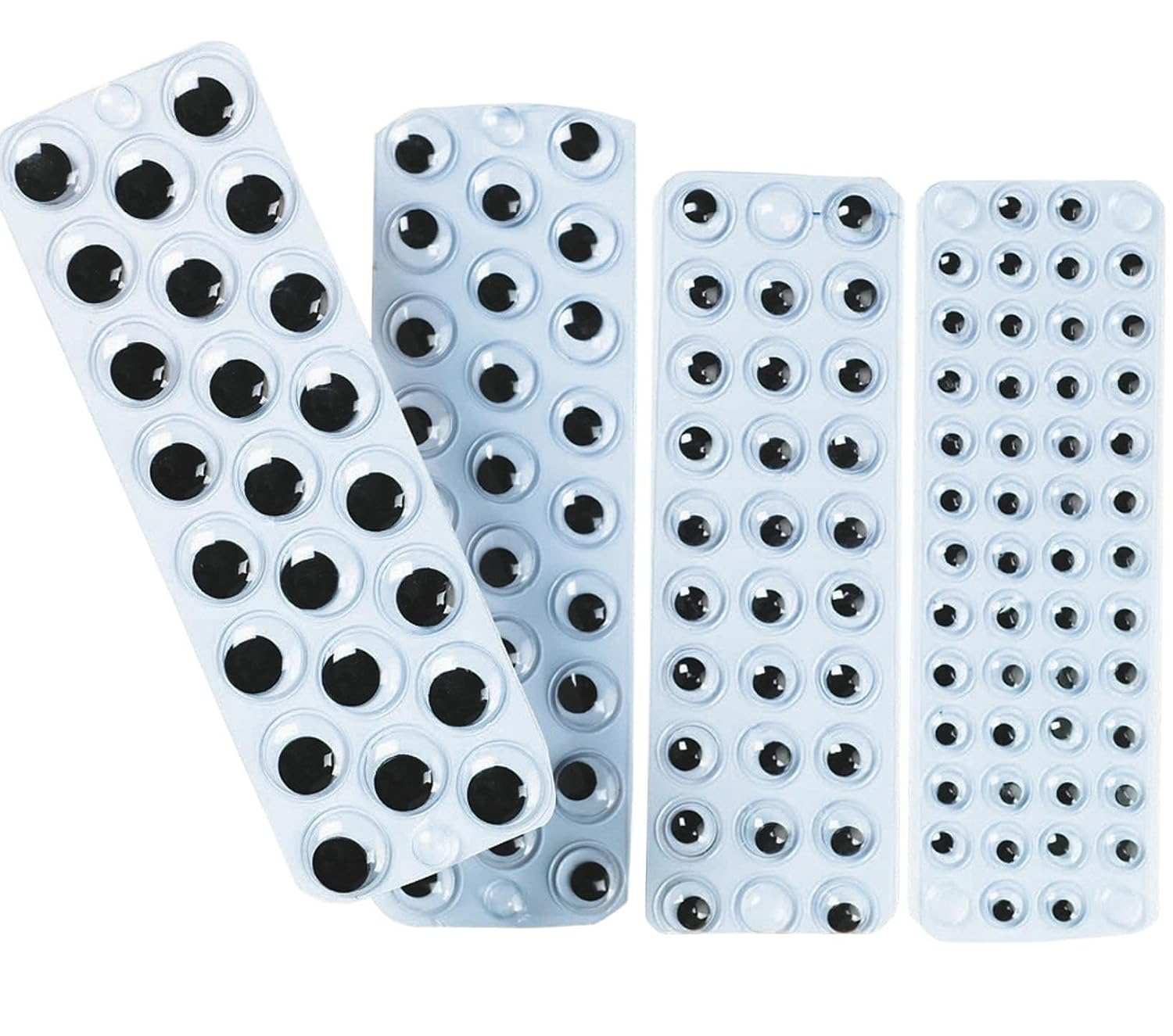 Peel and Stick Wiggly Eyes Black - 500 Pack, Includes 7mm, 10mm, 12mm, 15mm Sizes