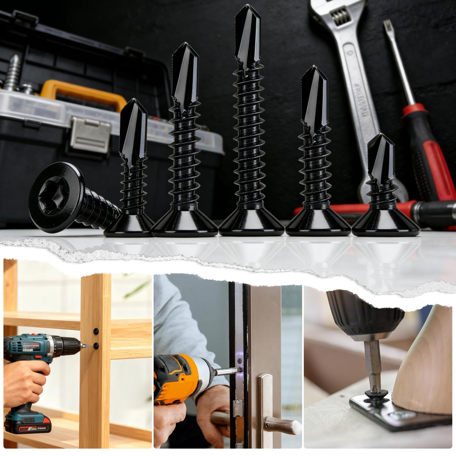 100 sztuk wkrętów samowiercących ze stali nierdzewnej M4,2x32 mm, wkręty samogwintujące Torx, stal nierdzewna 410, wkręty do blachy, DIN 7504, z łbem wpuszczanym, samowiercące, czarne, z łbem