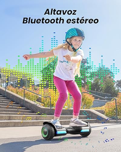 Miniatura 5 de Gyroor Scooter de equilibrio automático G13 todo terreno con luces LED, autoequilibrio todoterreno con Bluetooth para niños de 6 a 12 años y Negro